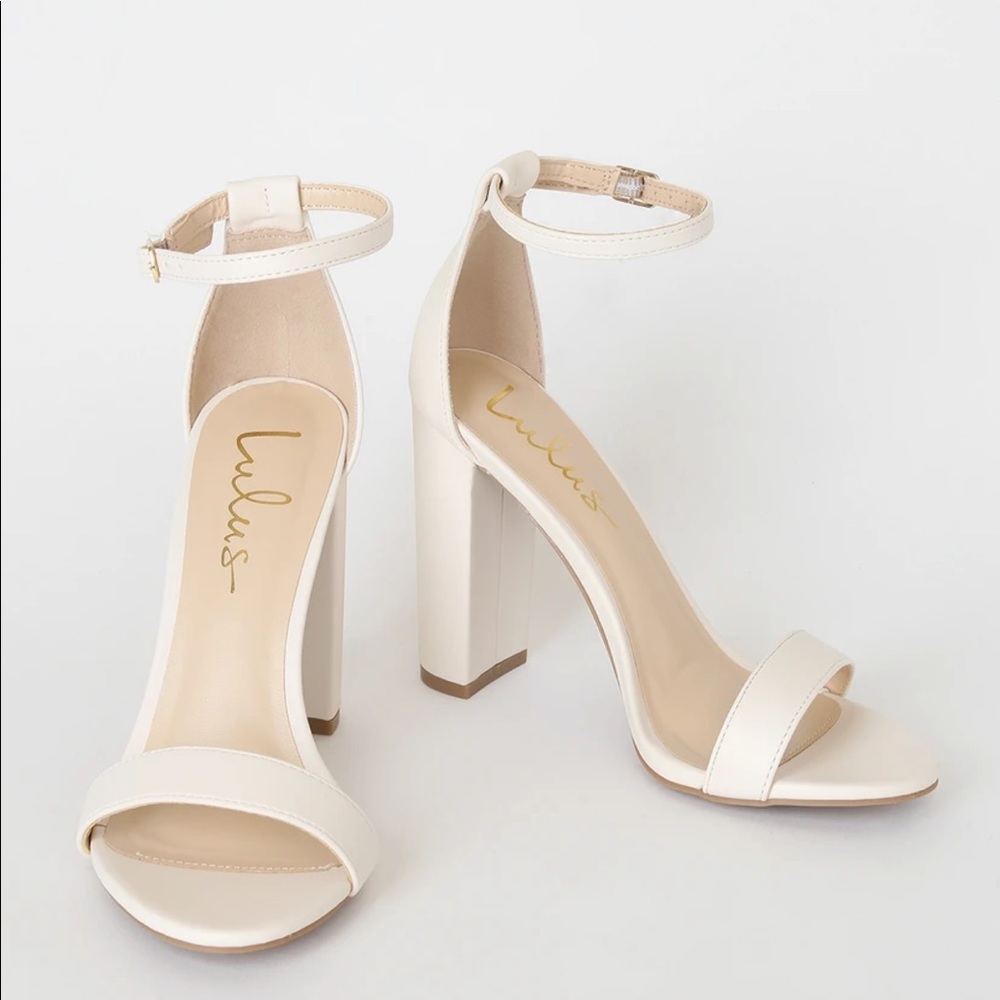 LULUS Taylor Off White Ankle Strap Heels